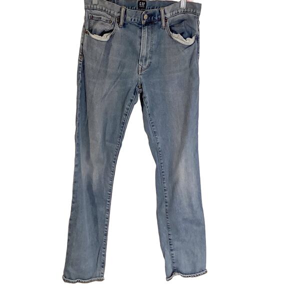 GAP Denim Straight Leg Soft Denim Jeans Medium Indigo Wash Men's Size 30x30 - Picture 2 of 7